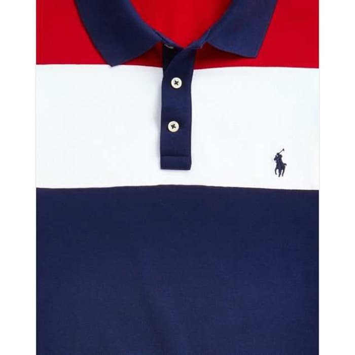 Ralph Lauren Homme Mesh Polo Rouge Blanc Bleu